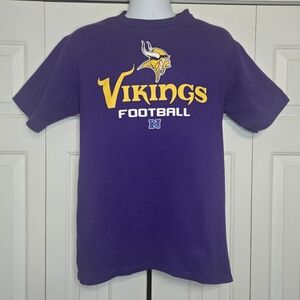 Minnesota Vikings Shirt Medium Purple Logo Short Sleeve Cotton Graphic Tee Mens